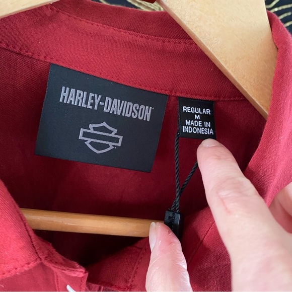 NWT Harley Davidson Moto Club Sleeveless Shirt Red Button 96670 Tank Embroidered - Picture 9 of 16